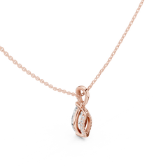 Solitaire Necklace with Hidden Halo - Marquise Cut Lab Grown Diamond