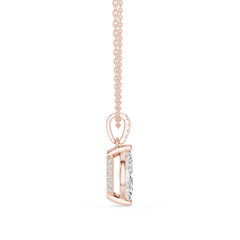 Solitaire Necklace with Hidden Halo - Marquise Cut Lab Grown Diamond