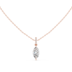 Solitaire Necklace with Hidden Halo - Marquise Cut Lab Grown Diamond
