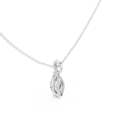 Solitaire Necklace with Hidden Halo - Marquise Cut Lab Grown Diamond