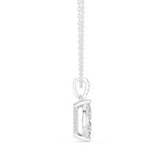 Solitaire Necklace with Hidden Halo - Marquise Cut Lab Grown Diamond