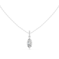 Solitaire Necklace with Hidden Halo - Marquise Cut Lab Grown Diamond