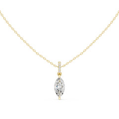 Solitaire Necklace with Hidden Halo - Marquise Cut Lab Grown Diamond