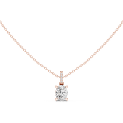 Solitaire Necklace with Hidden Halo - Oval Cut Lab Grown Diamond