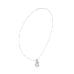 Solitaire Necklace with Hidden Halo - Oval Cut Lab Grown Diamond