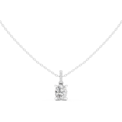 Solitaire Necklace with Hidden Halo - Oval Cut Lab Grown Diamond