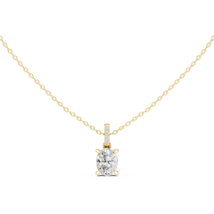 Solitaire Necklace with Hidden Halo - Oval Cut Lab Grown Diamond