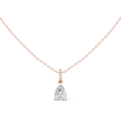Solitaire Necklace with Hidden Halo - Pear Cut Lab Grown Diamond