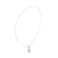 Solitaire Necklace with Hidden Halo - Pear Cut Lab Grown Diamond