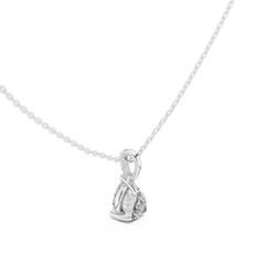 Solitaire Necklace with Hidden Halo - Pear Cut Lab Grown Diamond
