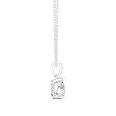 Solitaire Necklace with Hidden Halo - Pear Cut Lab Grown Diamond