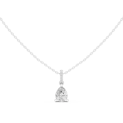 Solitaire Necklace with Hidden Halo - Pear Cut Lab Grown Diamond