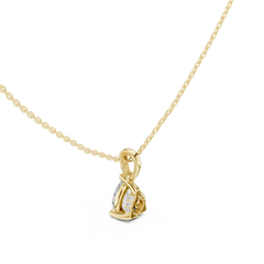 Solitaire Necklace with Hidden Halo - Pear Cut Lab Grown Diamond