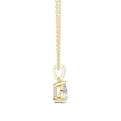 Solitaire Necklace with Hidden Halo - Pear Cut Lab Grown Diamond