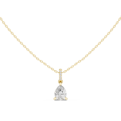Solitaire Necklace with Hidden Halo - Pear Cut Lab Grown Diamond