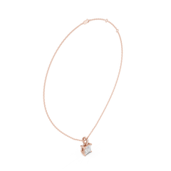 Solitaire Necklace with Hidden Halo - Princess Cut Lab Grown Diamond