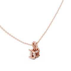 Solitaire Necklace with Hidden Halo - Princess Cut Lab Grown Diamond