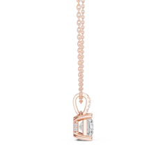 Solitaire Necklace with Hidden Halo - Princess Cut Lab Grown Diamond