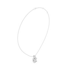 Solitaire Necklace with Hidden Halo - Princess Cut Lab Grown Diamond