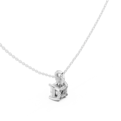 Solitaire Necklace with Hidden Halo - Princess Cut Lab Grown Diamond
