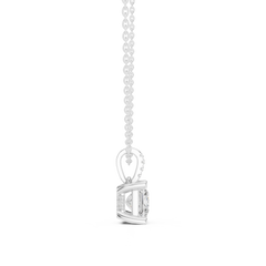 Solitaire Necklace with Hidden Halo - Princess Cut Lab Grown Diamond