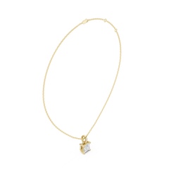 Solitaire Necklace with Hidden Halo - Princess Cut Lab Grown Diamond