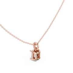Solitaire Necklace with Hidden Halo - Radiant Cut Lab Grown Diamond