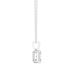 Solitaire Necklace with Hidden Halo - Radiant Cut Lab Grown Diamond