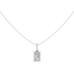 Solitaire Necklace with Hidden Halo - Radiant Cut Lab Grown Diamond
