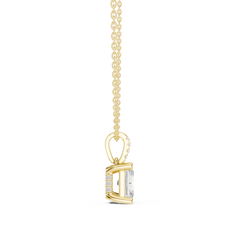 Solitaire Necklace with Hidden Halo - Radiant Cut Lab Grown Diamond