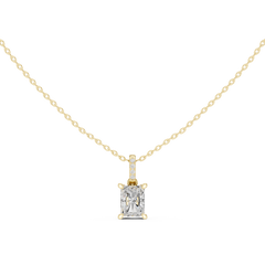 Solitaire Necklace with Hidden Halo - Radiant Cut Lab Grown Diamond