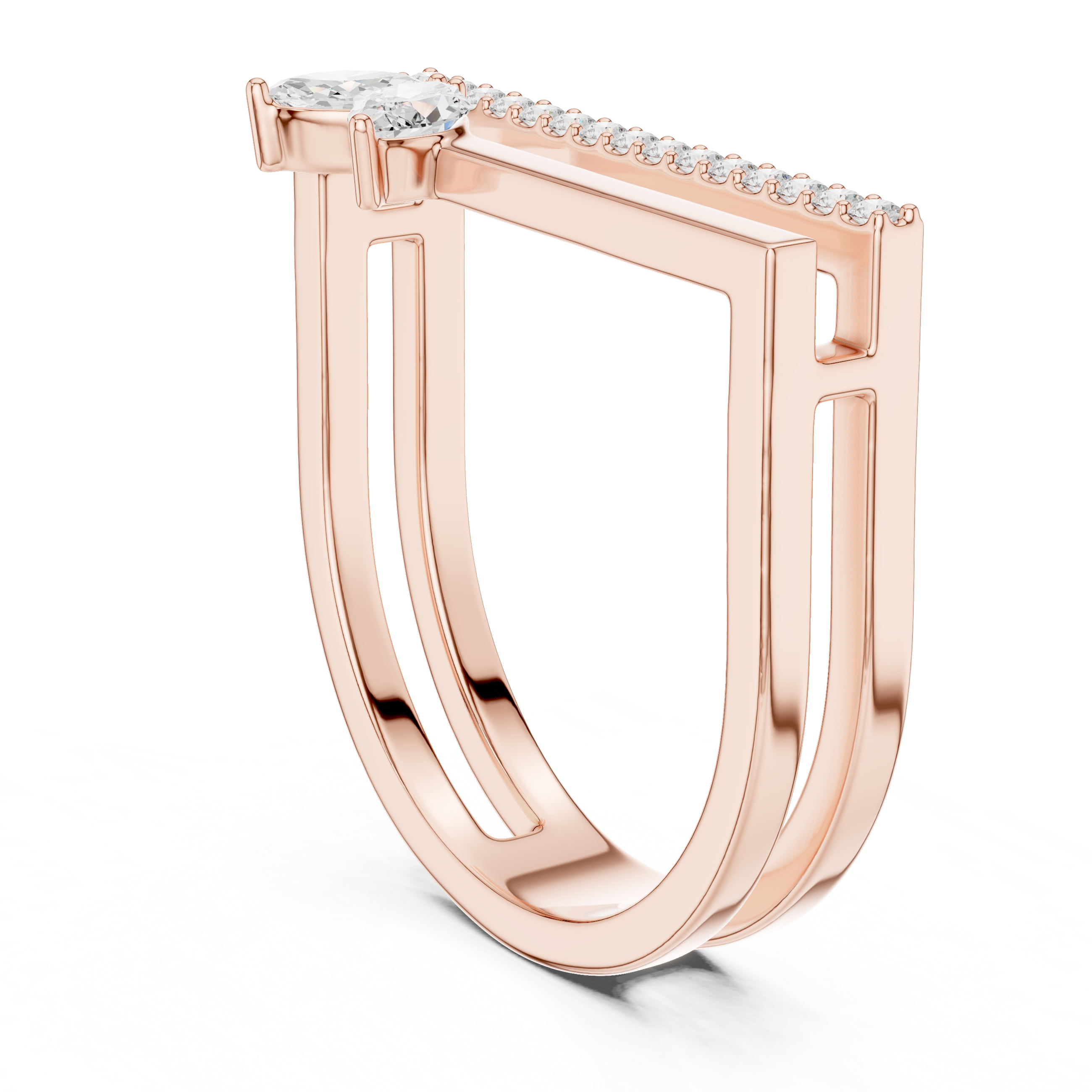 Sylvara Duo Bands Leaf-Line Dainty Ring