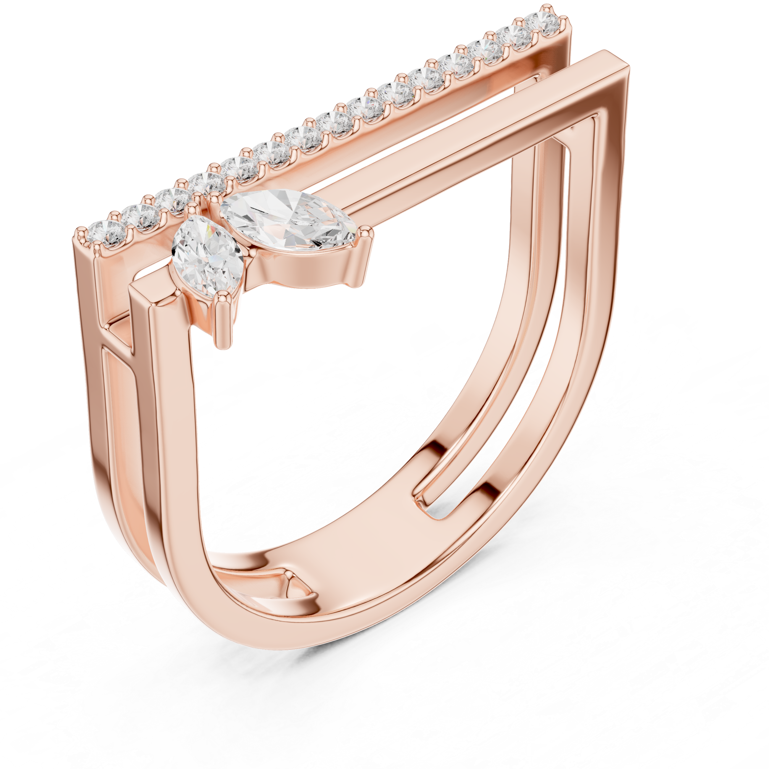 Sylvara Duo Bands Leaf-Line Dainty Ring