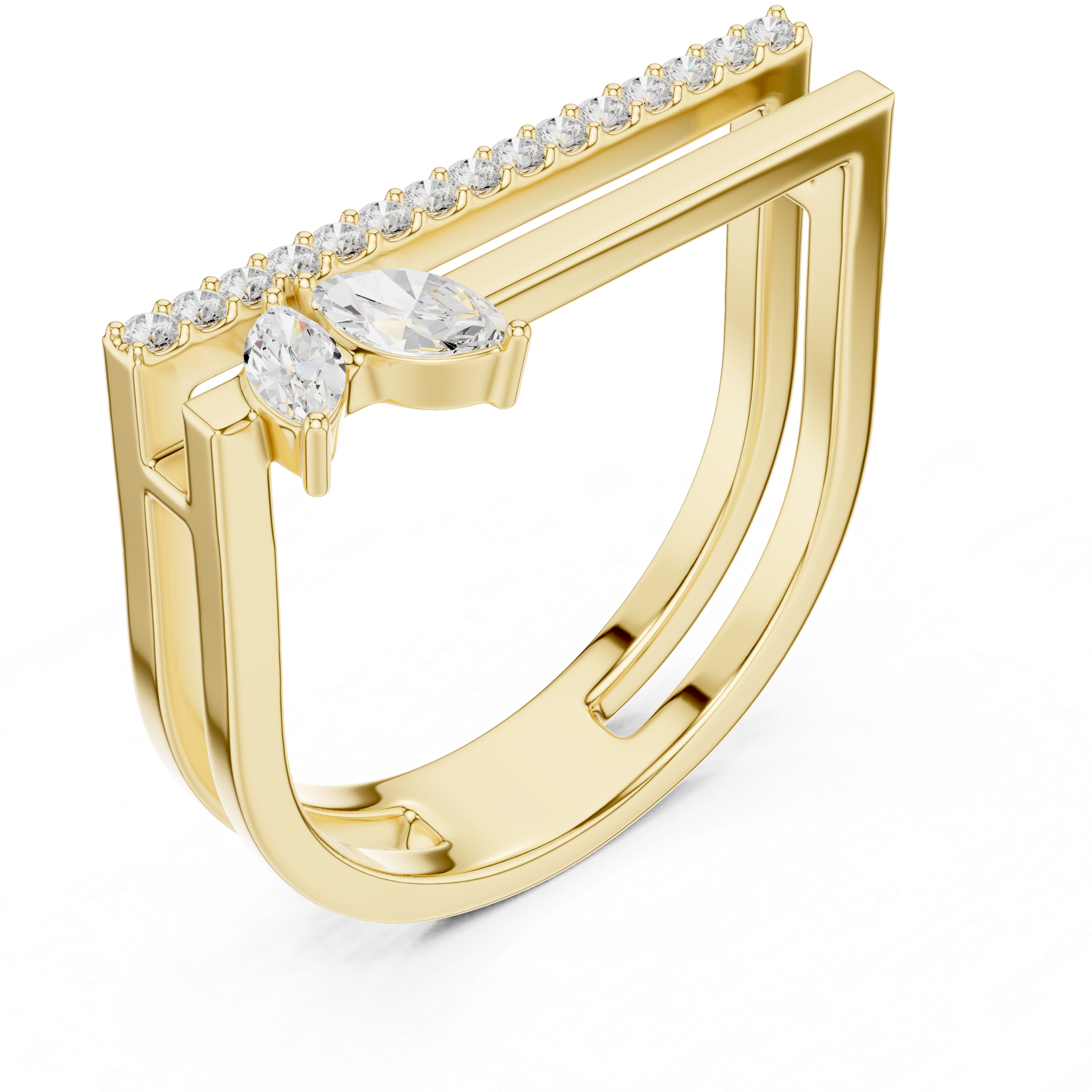 Sylvara Duo Bands Leaf-Line Dainty Ring