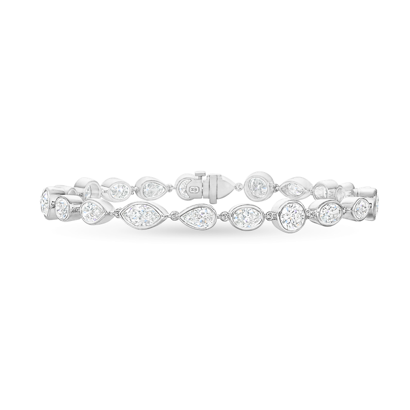 Alternating Pear and Round Diamond Bracelet